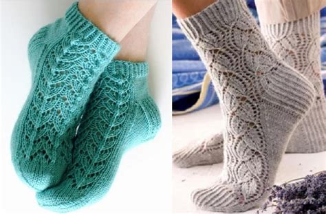 Ажурные носки спицами со схемами простые и красивые