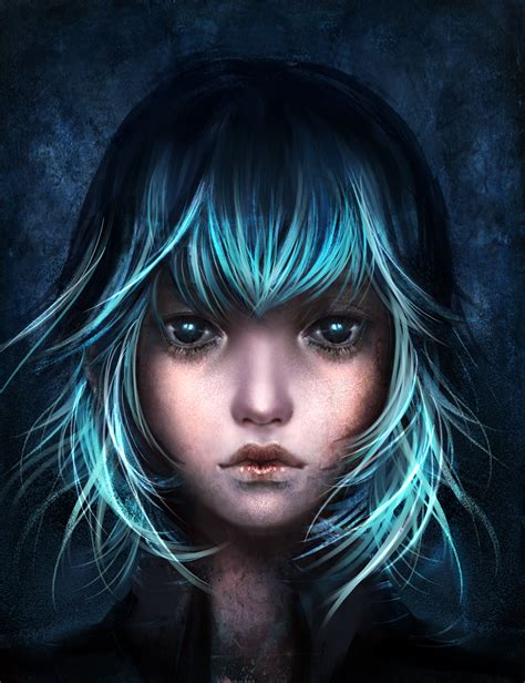 Девушка с синими волосами
