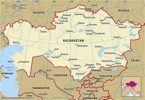 Казахстан карта с городами на русском