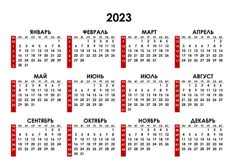 Календарные недели 2023 года с нумерацией