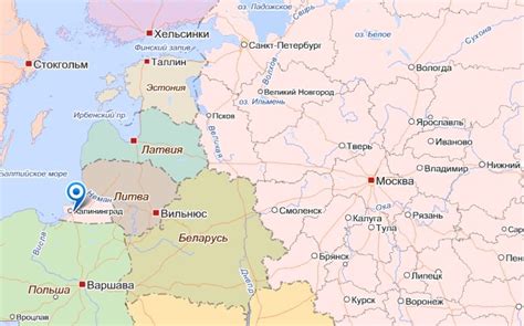 Калининград на карте россии показать с кем граничит государствами