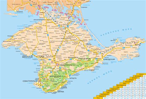 Крым карта с городами и поселками на русском