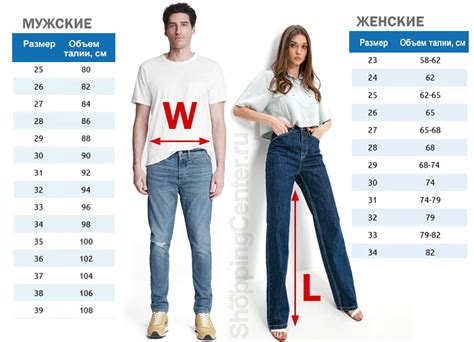 Размер джинс мужских таблица