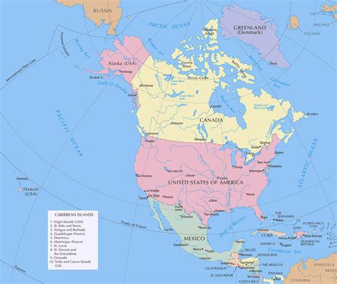 Северная америка карта