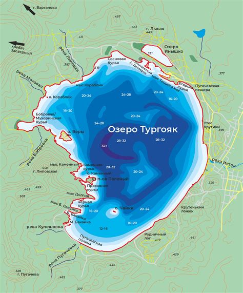 Тургояк озеро на карте