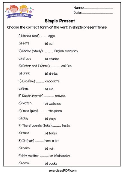 Choose and write the appropriate forms of the verbs to complete the sentences